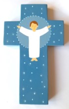 croix peinte avec Jésus pour une chambre d'enfant 